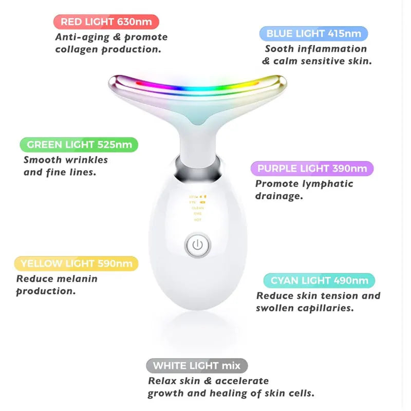 3 Colors/7 Colors Face Neck Massager Facial Lift Three Light Modes Electric Skin Tightening Device LED Beauty Instrument